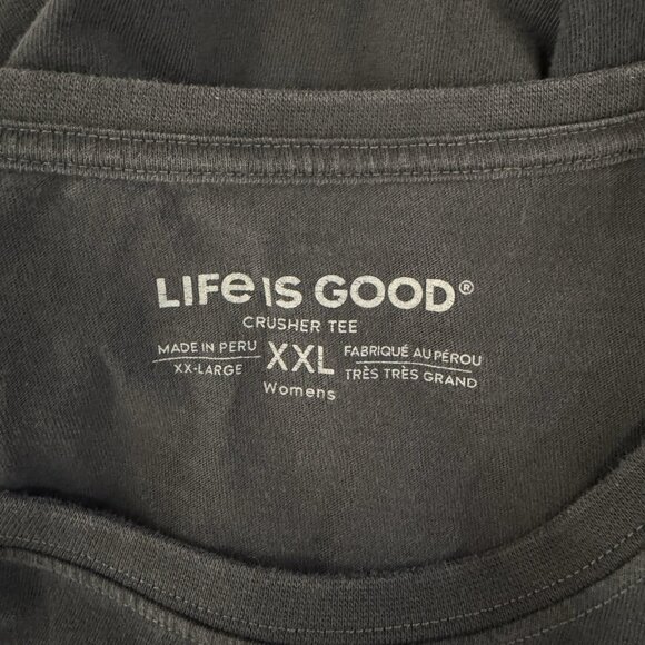 Life is Good Crusher Tee T-shirt Womens XXL / 2XL Big Foot Stars Moon Black - Picture 6 of 8